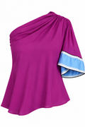 Emilio Pucci Fuchsia One-Shoulder Draped Top