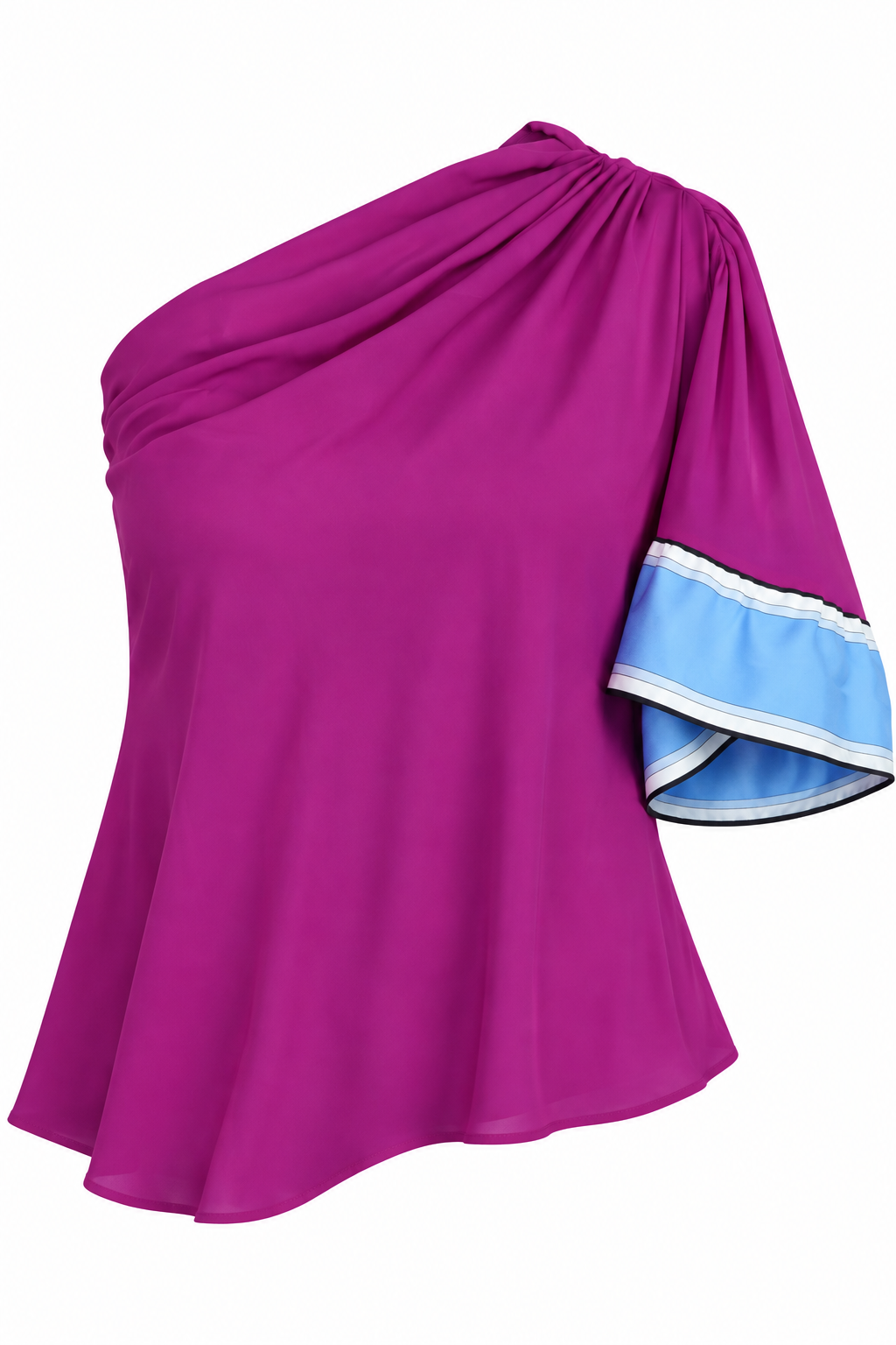 Emilio Pucci Fuchsia One-Shoulder Draped Top