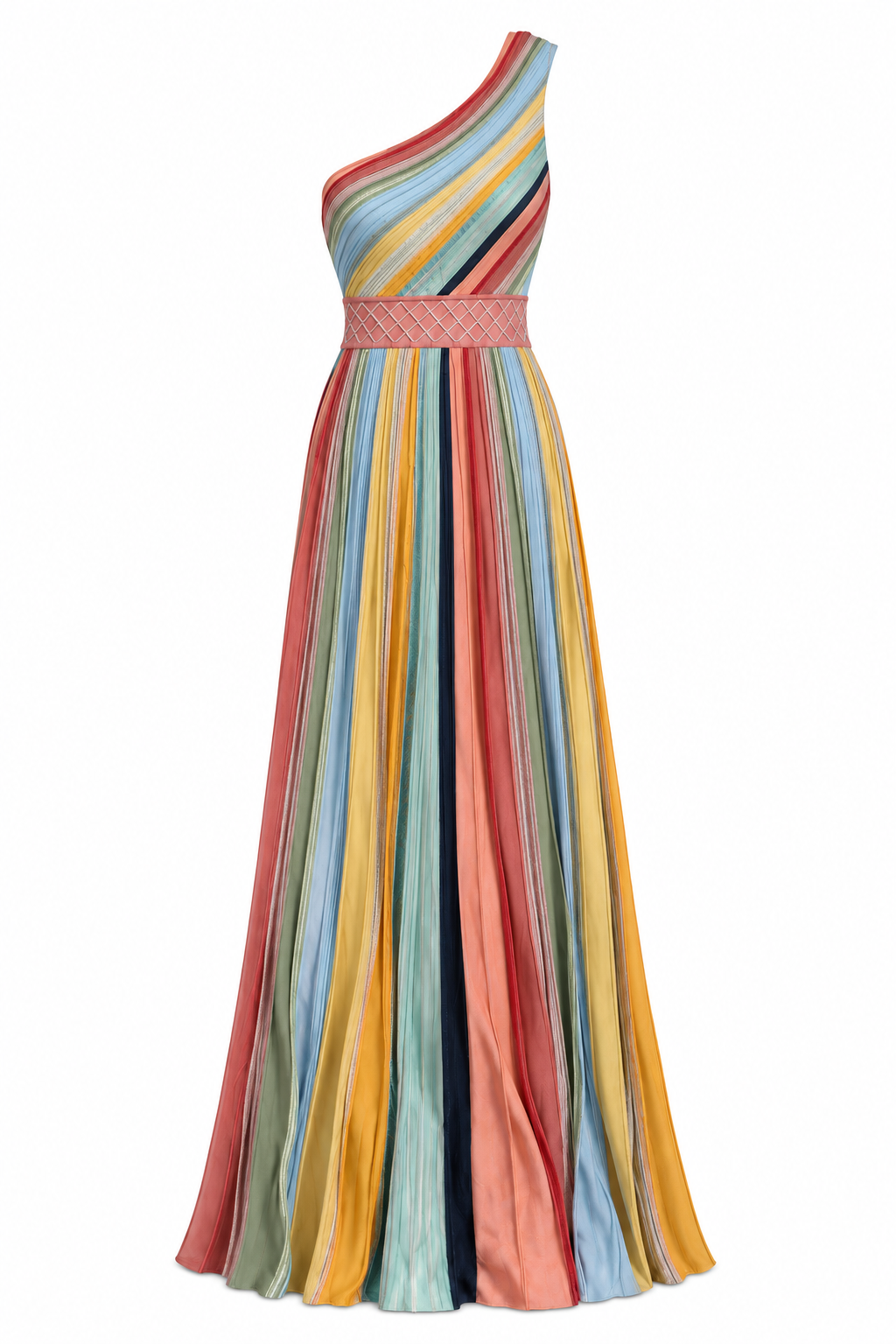 Missoni Multicolor One-Shoulder Striped Maxi Dress