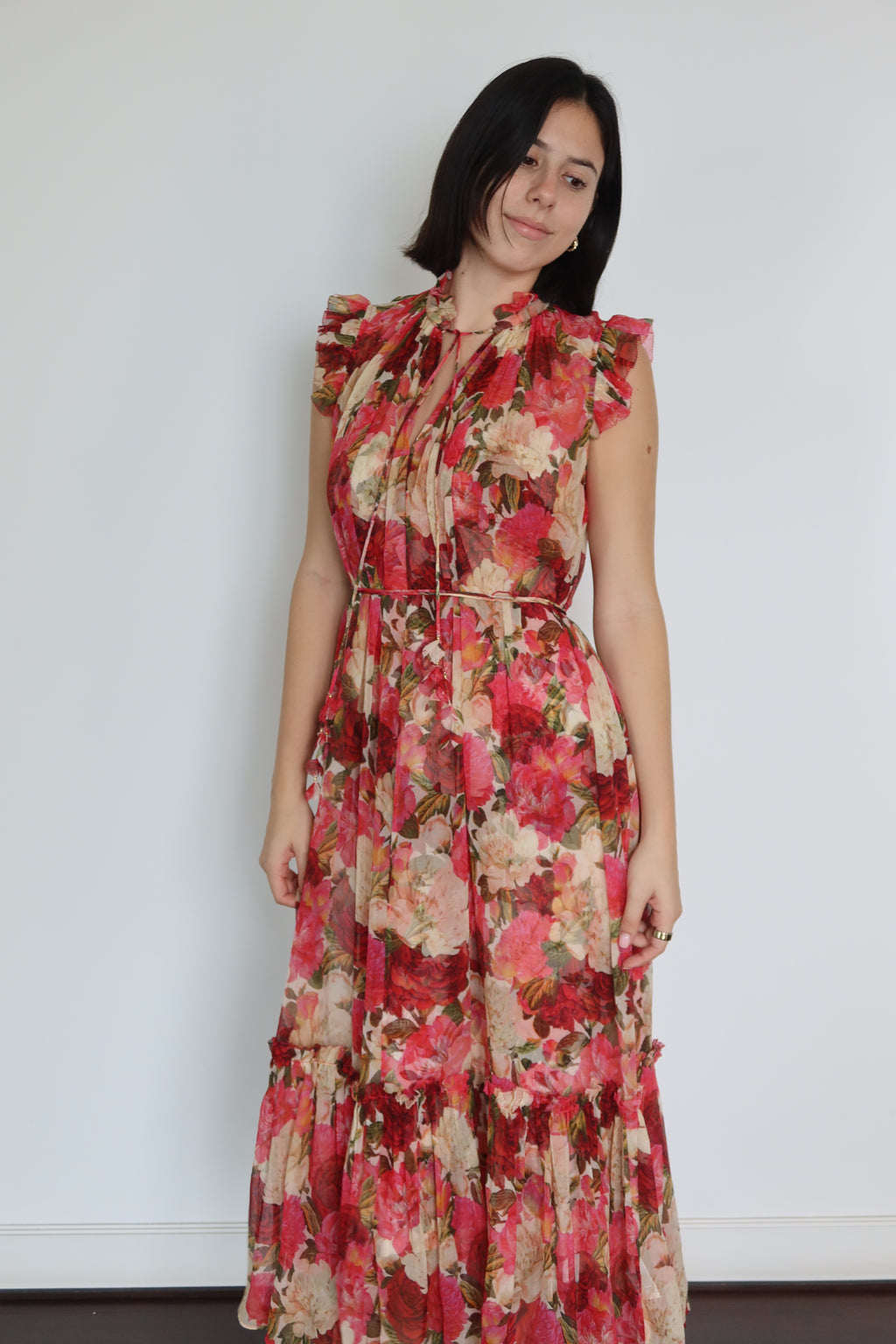 Vestido Midi Floral con Volantes de Zimmermann