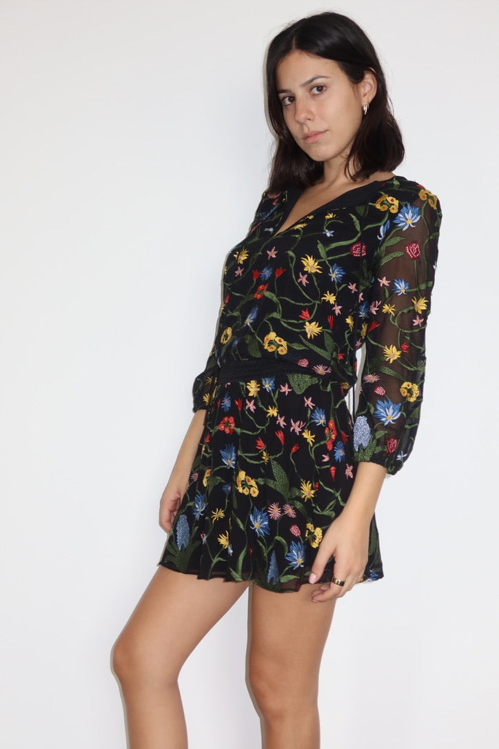 Alice + Olivia Floral Embroidered Dress