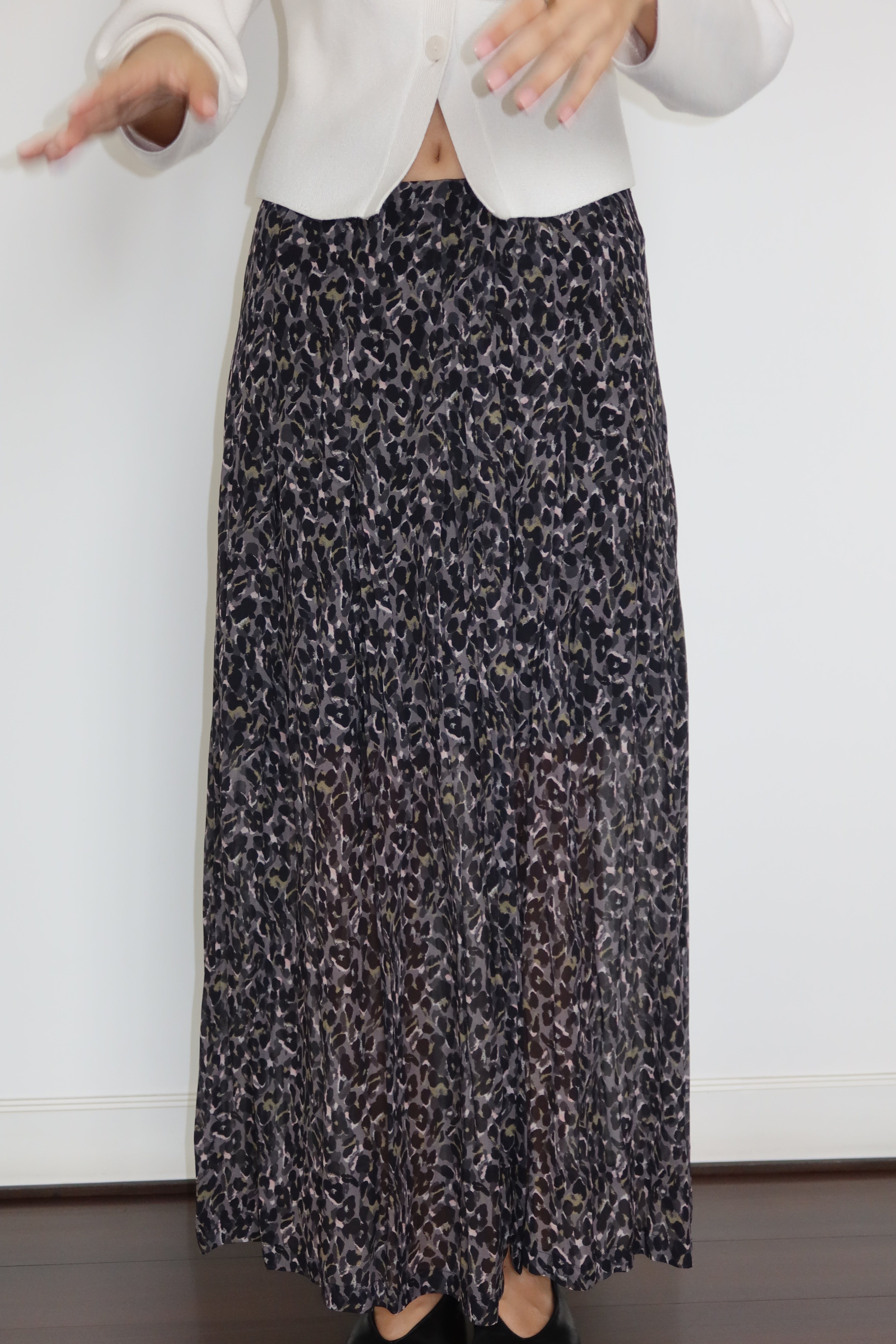 All Saints Flowy Leopard-Print Maxi Skirt