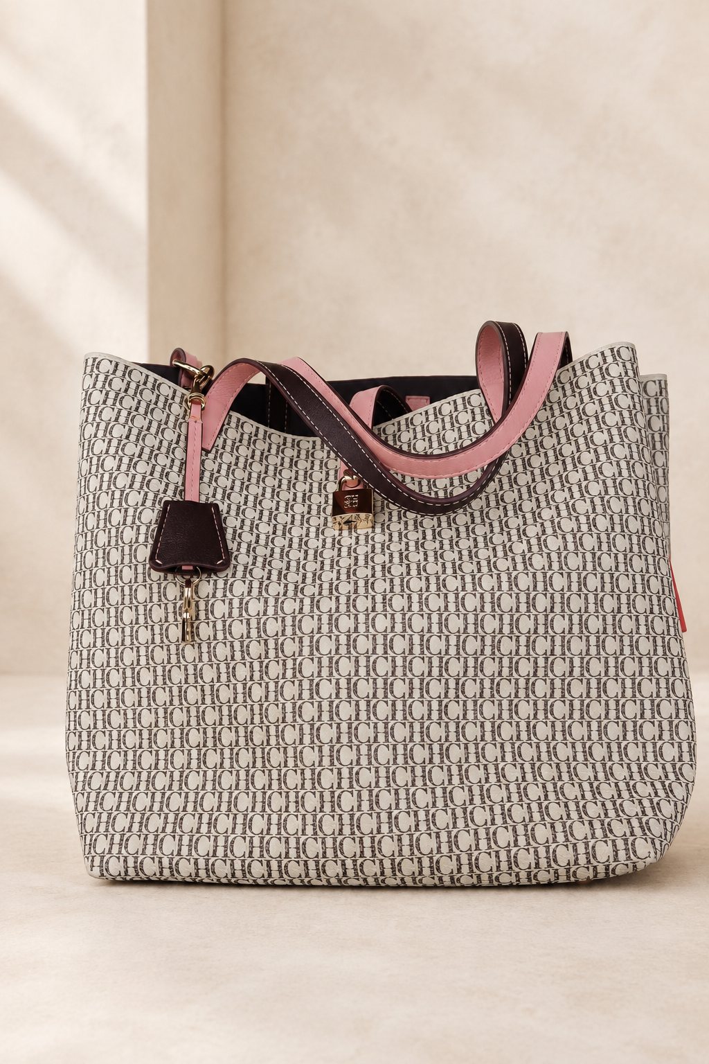 Carolina Herrera Monogram Canvas Tote Bag