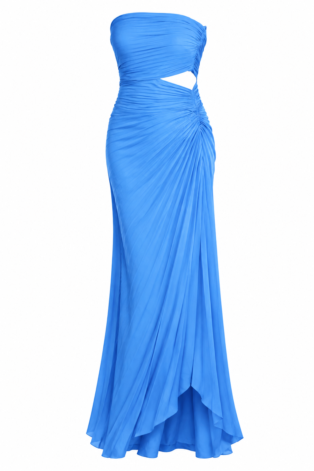 A.L.C. Blue Strapless Cutout Ruched Maxi Dress