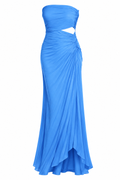 A.L.C. Blue Strapless Cutout Ruched Maxi Dress