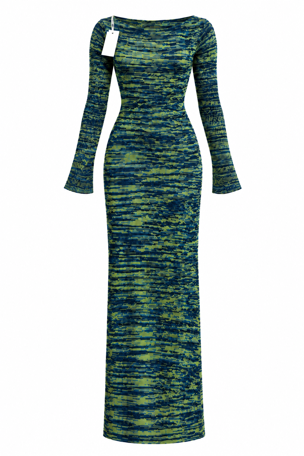Escvdo Green & Navy Marled Knit Maxi Dress