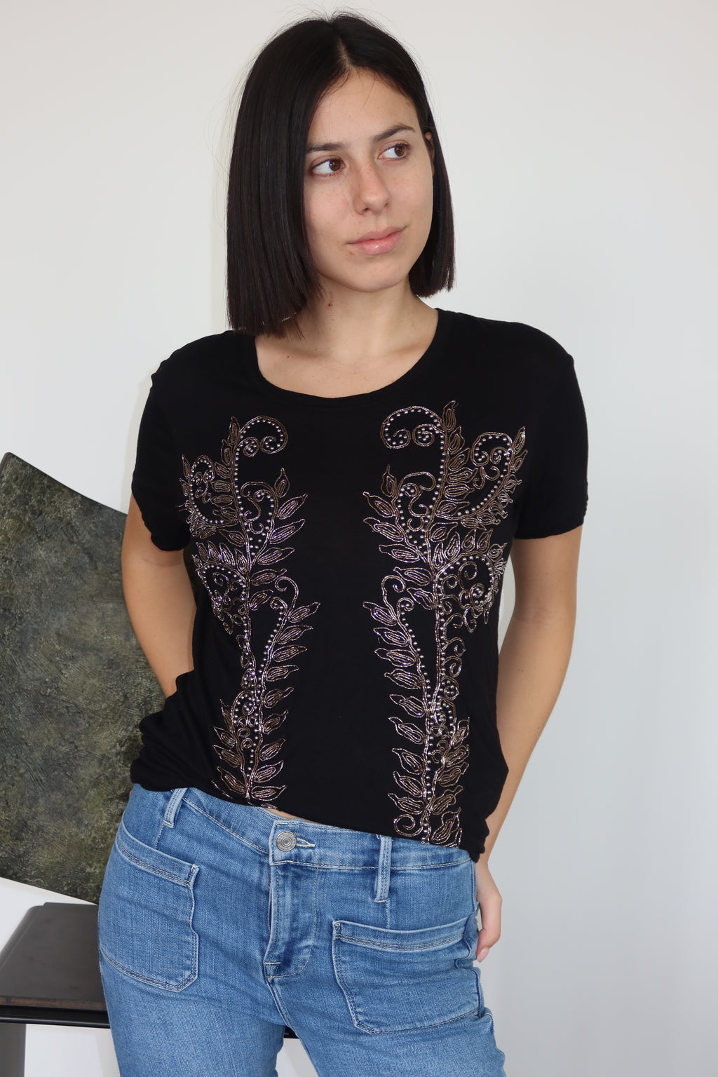 The Kooples Black Embellished T-Shirt