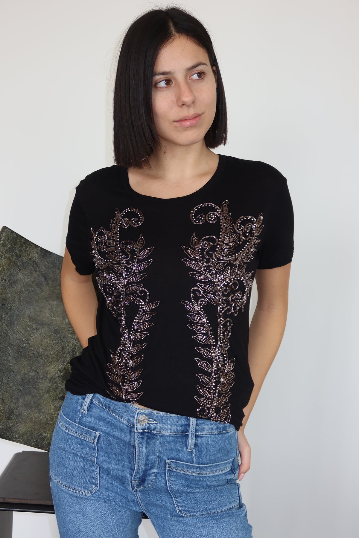 The Kooples Black Embellished T-Shirt