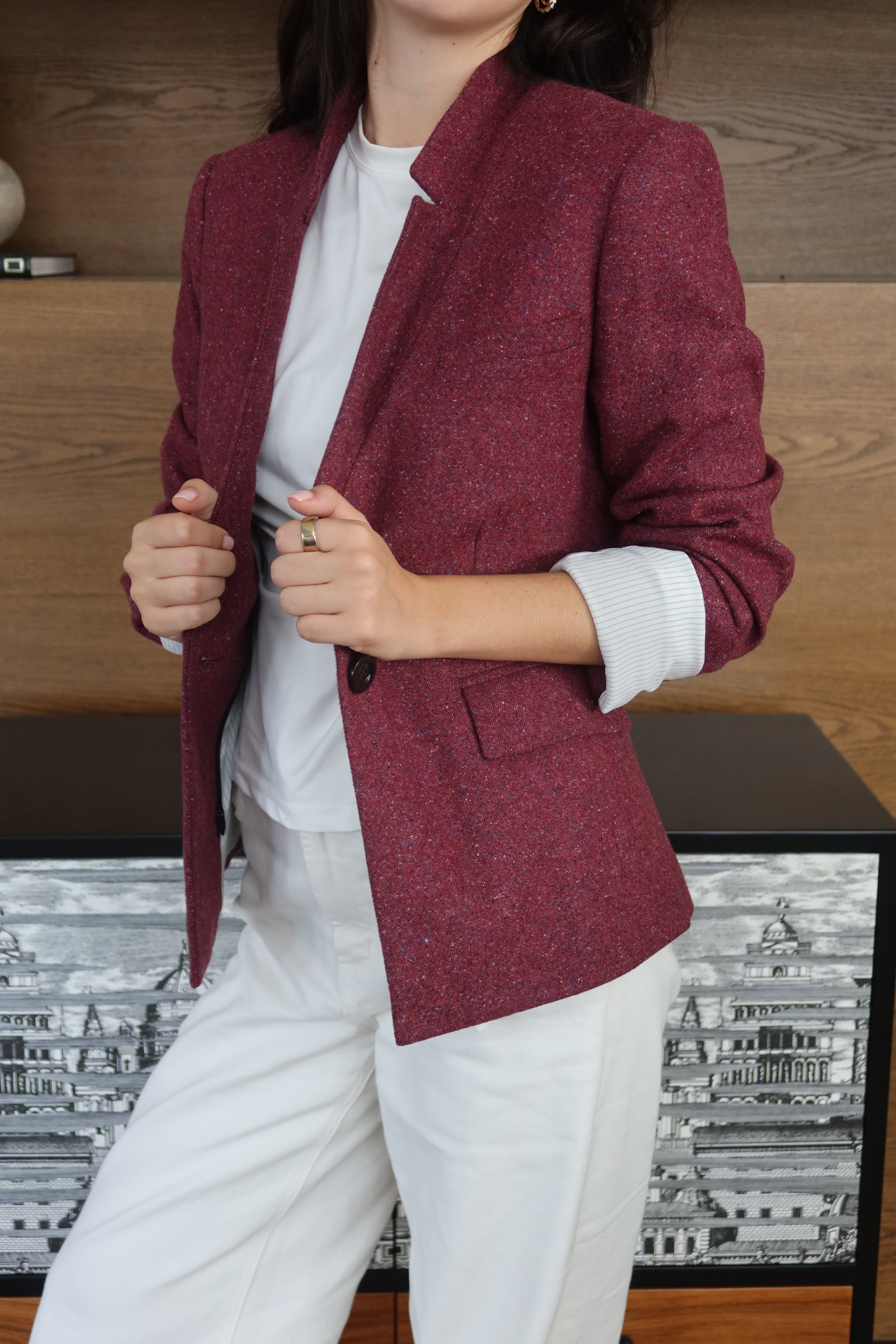 Veronica Beard Structured Maroon Blazer