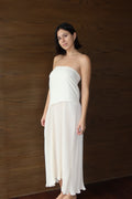 Vestido Blanco Plisado Sin Tirantes de Baobab