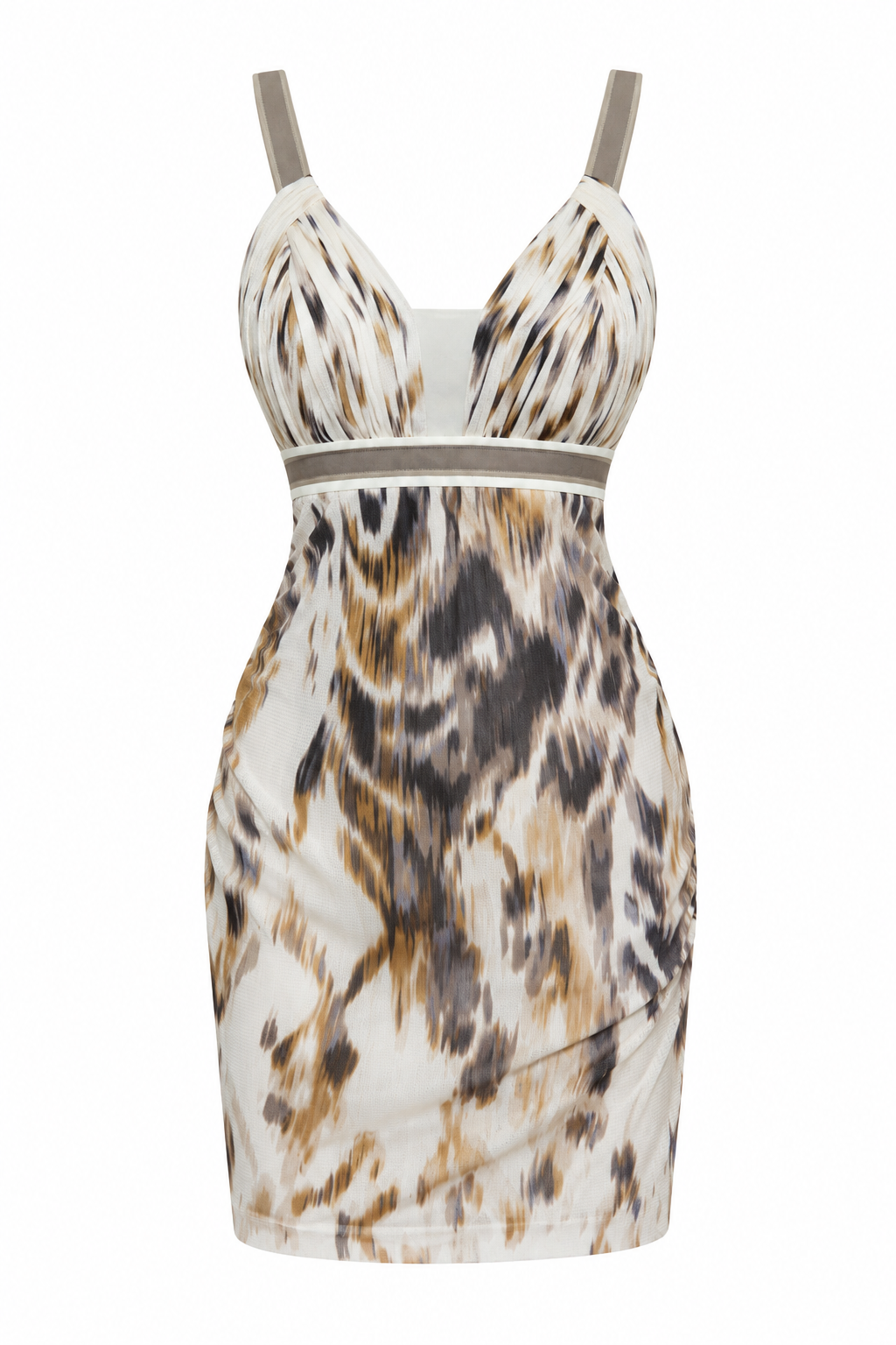 Elie Tahari Vestido Mini Beige Animal Print