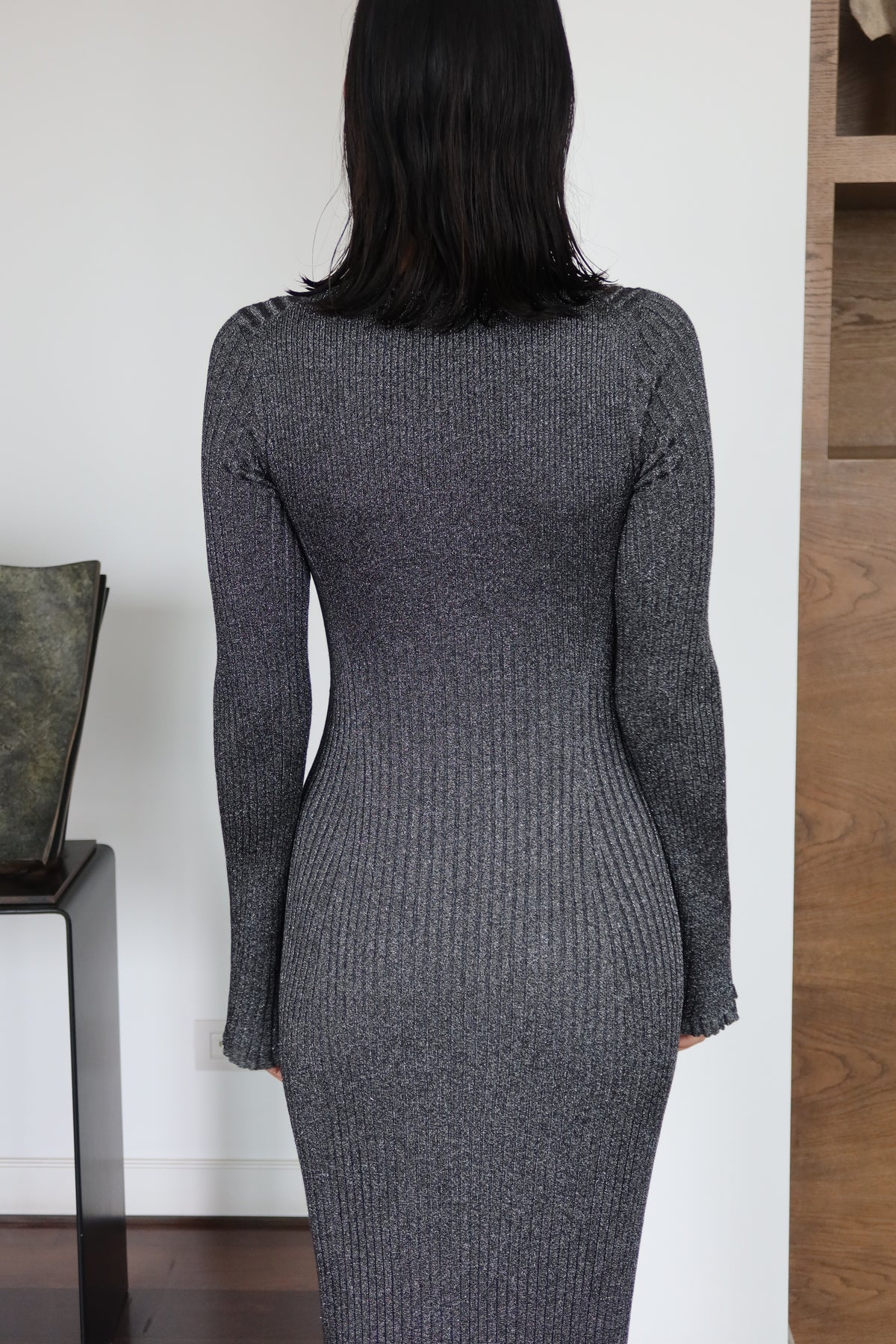 Proenza Schouler Grey Ribbed Knit Maxi Dress