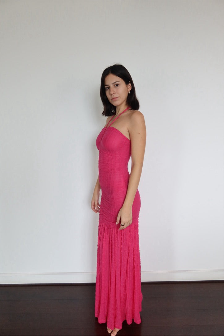 Ganni Ruched Bodycon Maxi Dress