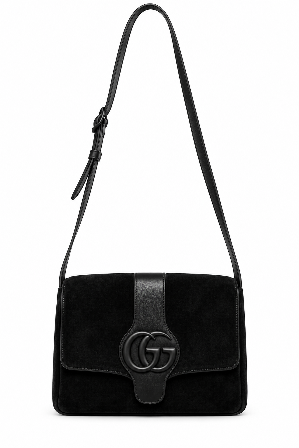 Gucci Black Suede GG Crossbody Bag