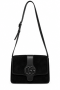 Gucci Black Suede GG Crossbody Bag
