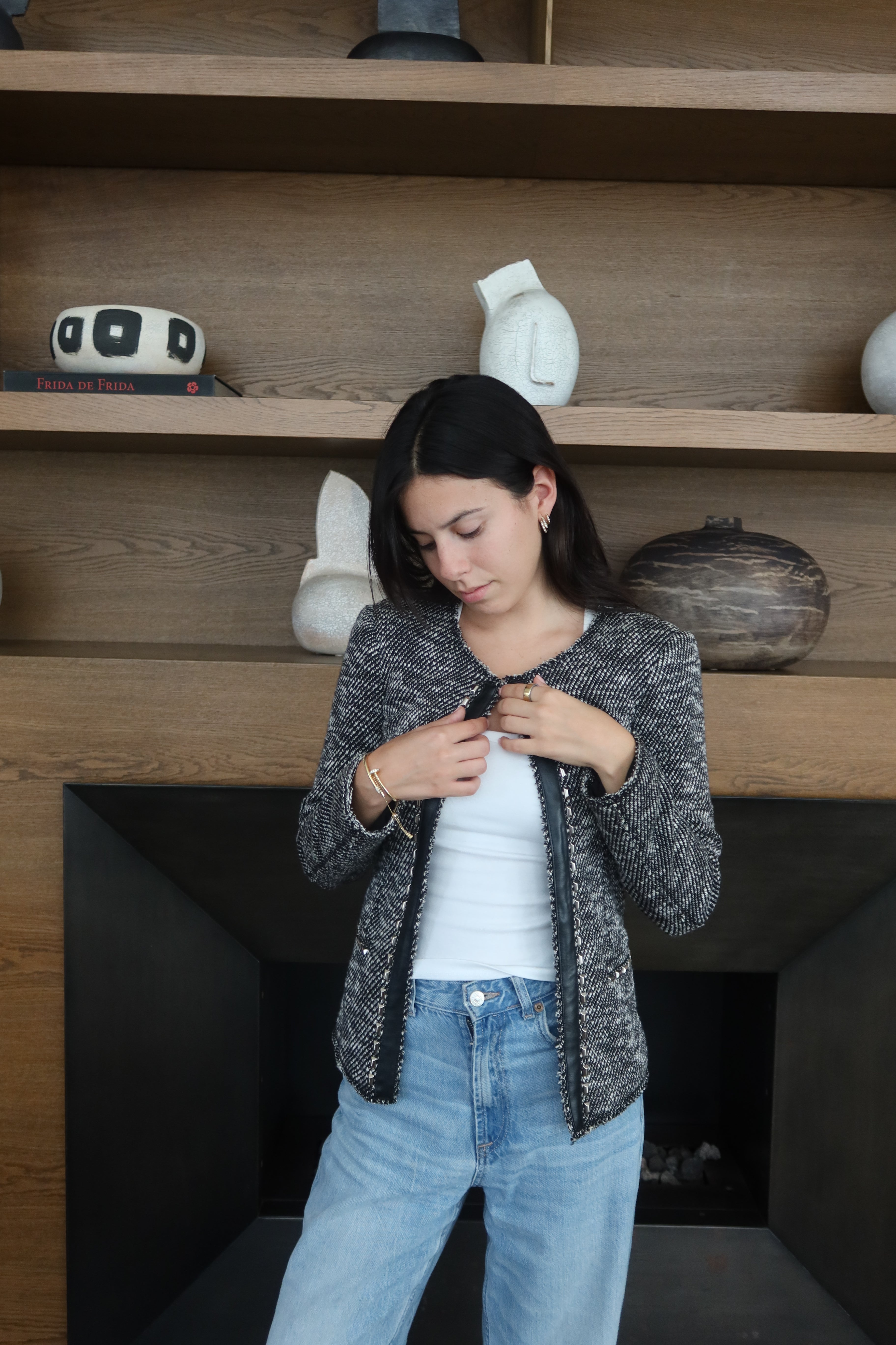 Cache Black & White Tweed Jacket