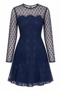 Sandro Vestido Mini Azul Marino de Encaje