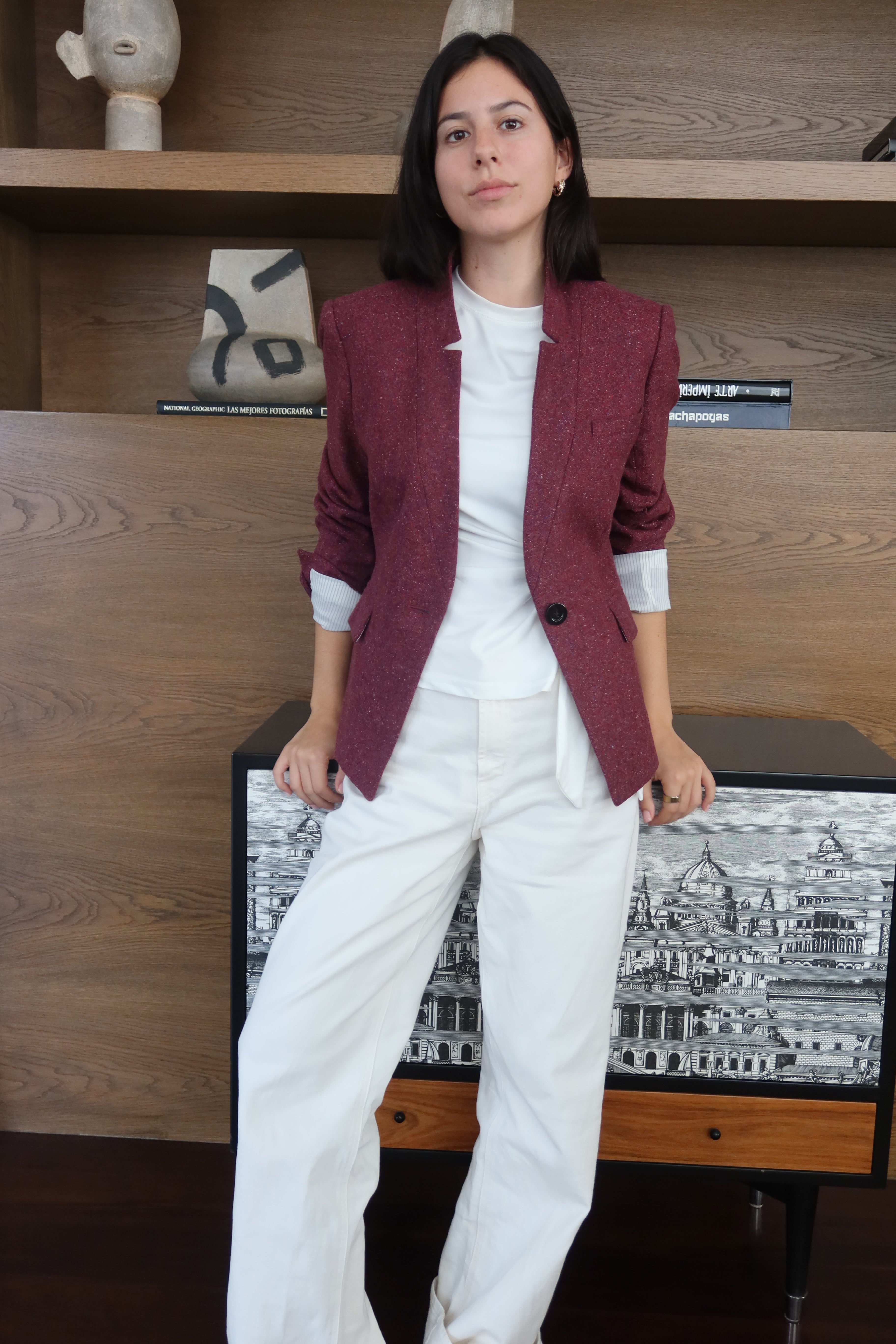 Veronica Beard Structured Maroon Blazer