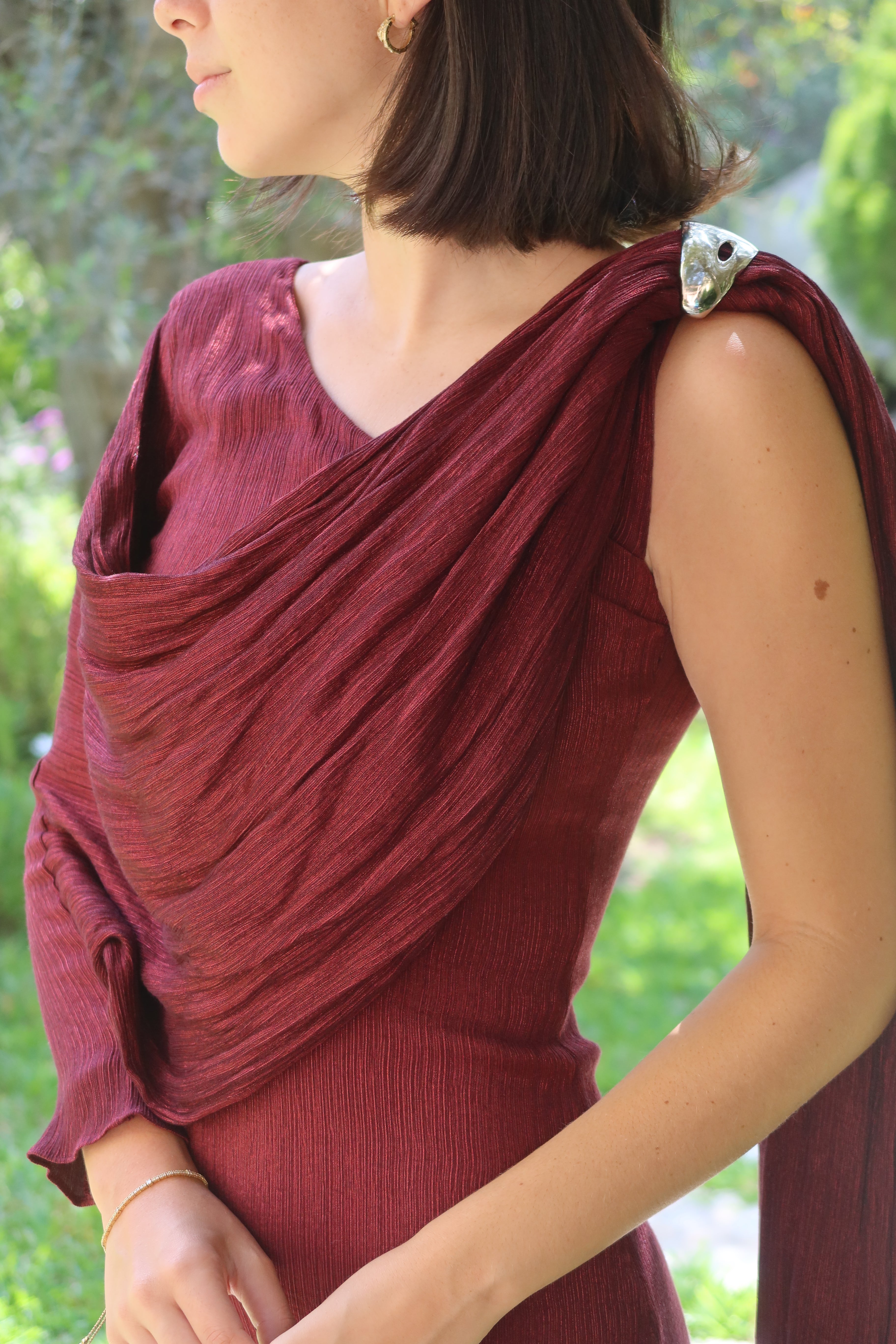 Baobab Burgundy Draped Maxi Dress