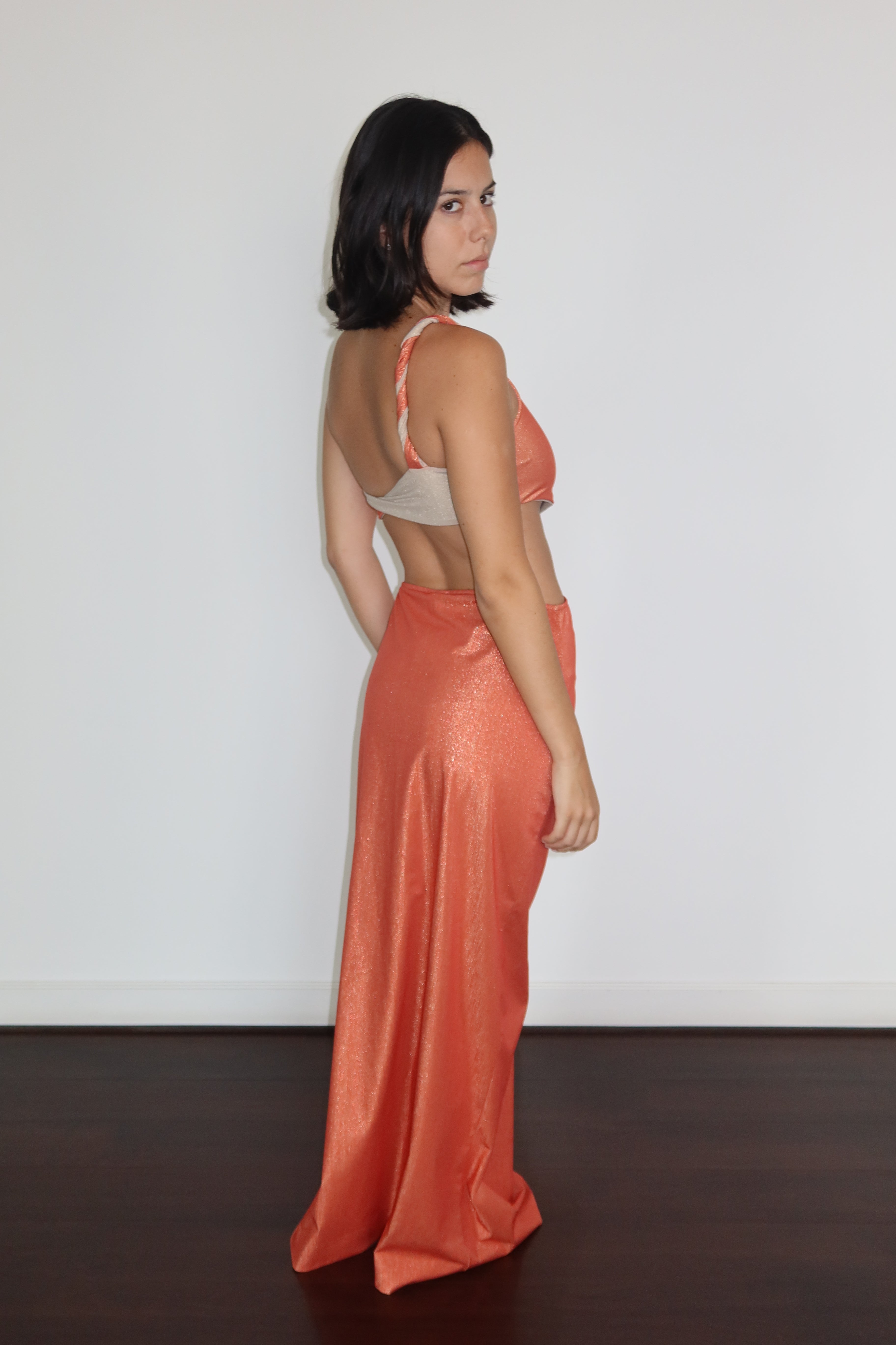 Baobab Coral Cut-Out Maxi Dress