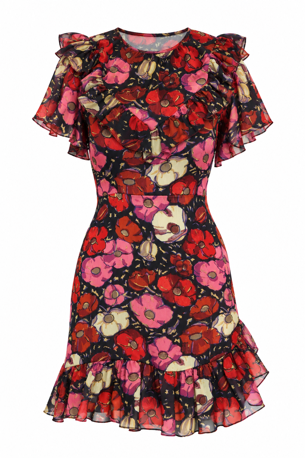 Cinq à Sept Floral Ruffle Mini Dress