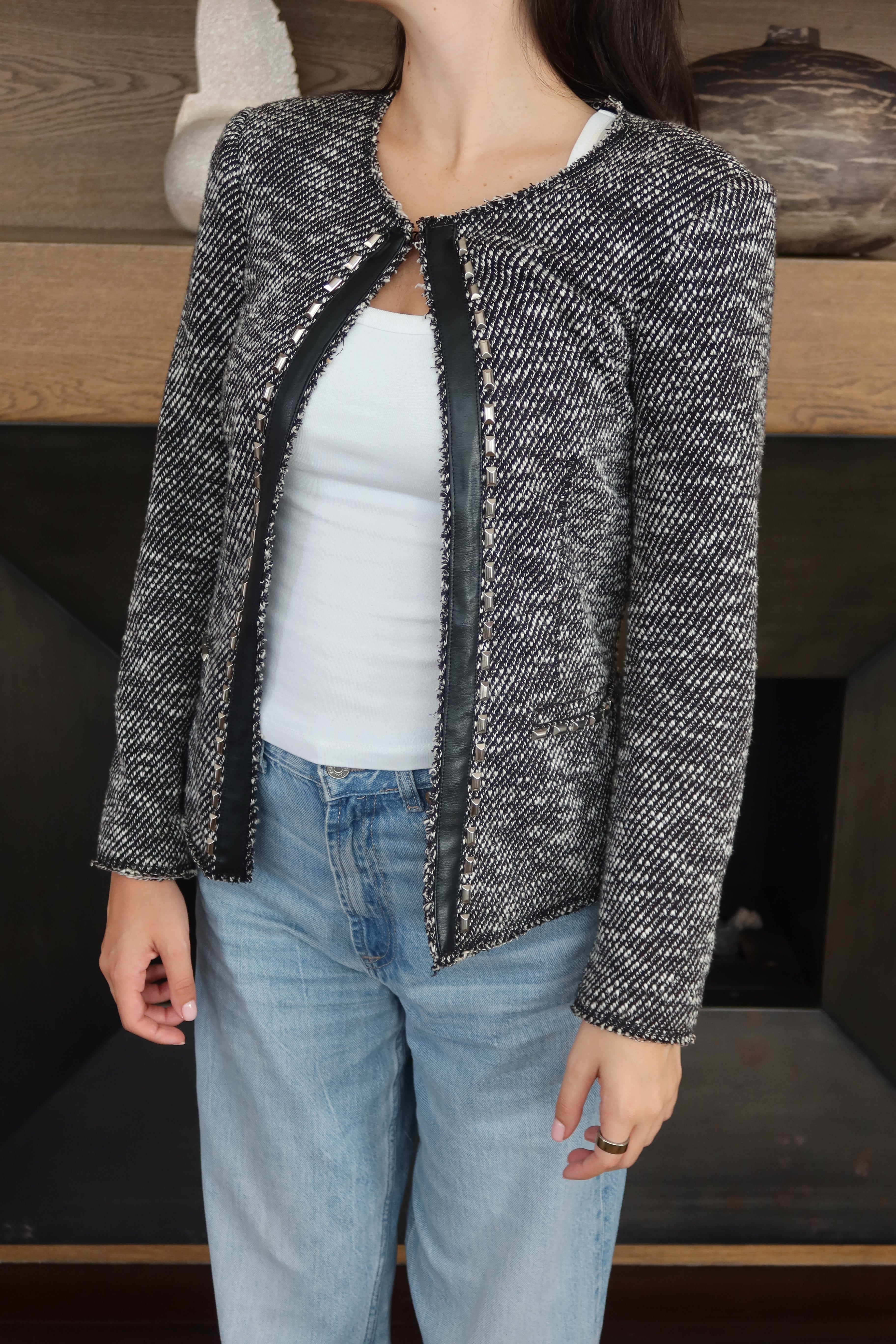 Cache Black & White Tweed Jacket