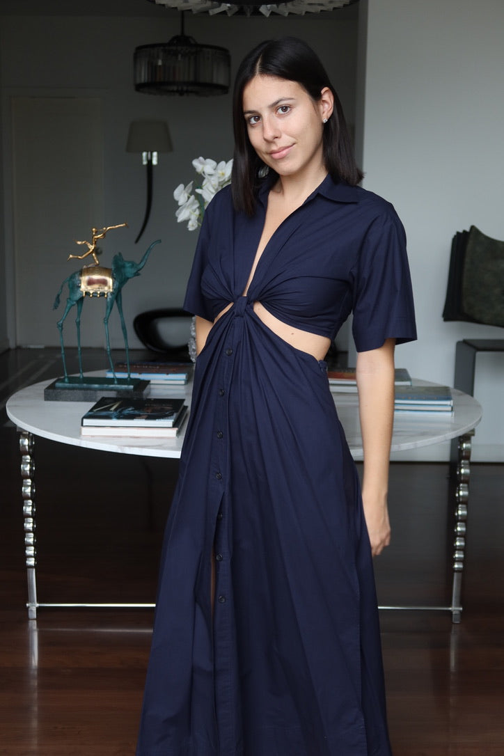 Vestido Camisero Azul Marino con Cut-Out A.L.C