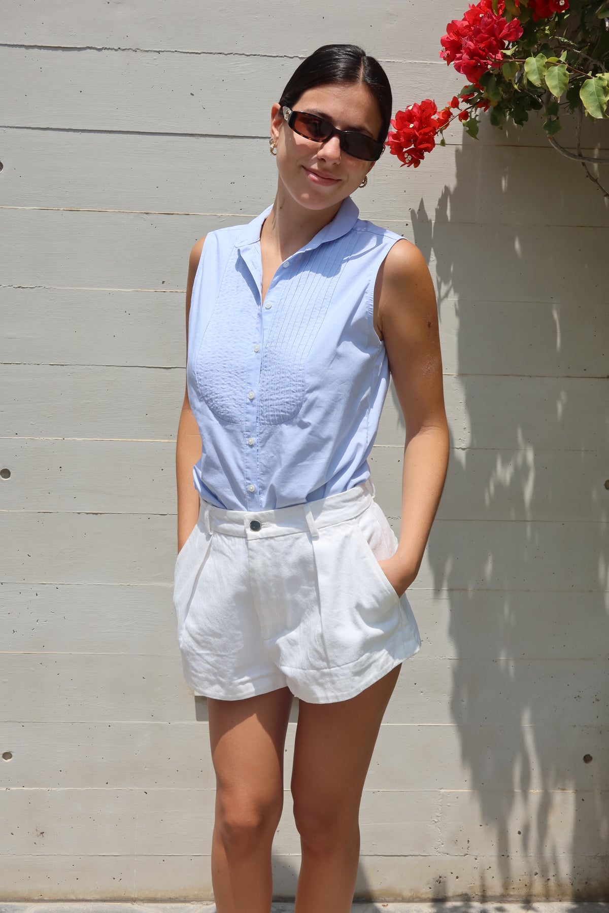 Banana Republic Light Blue Sleeveless Shirt