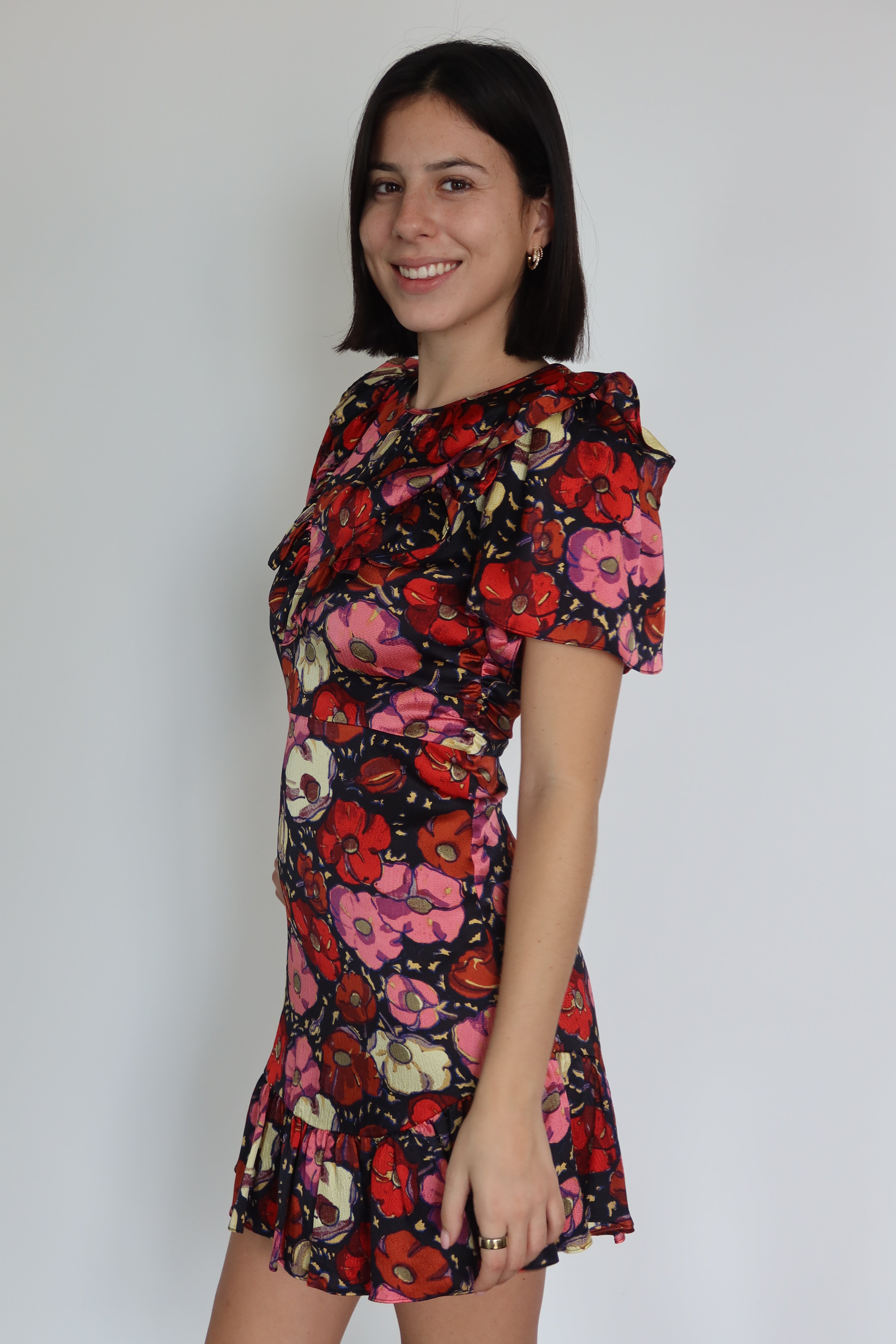 Cinq à Sept Floral Ruffle Mini Dress