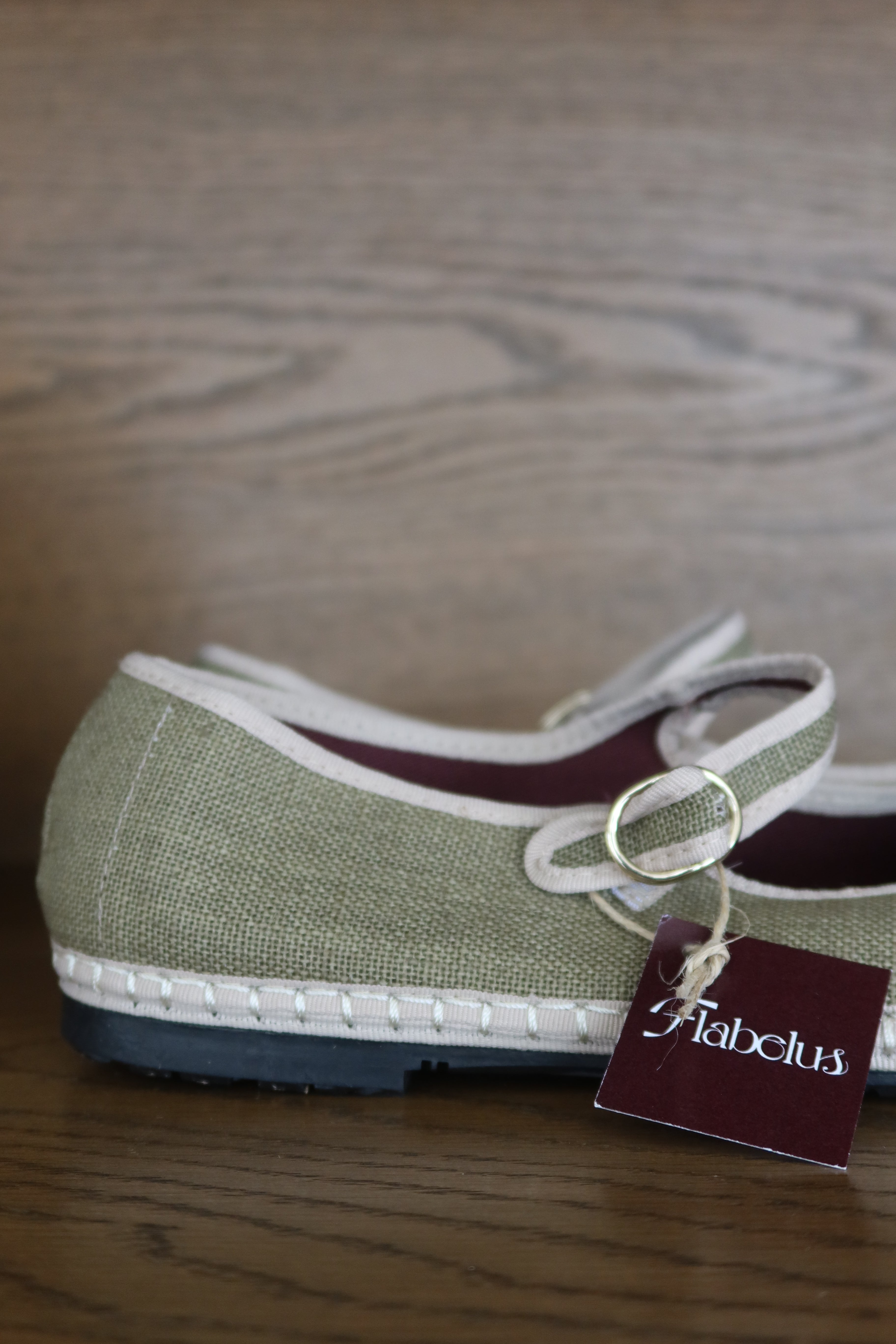 Flabelus Linen Mary Jane Ballet Flats