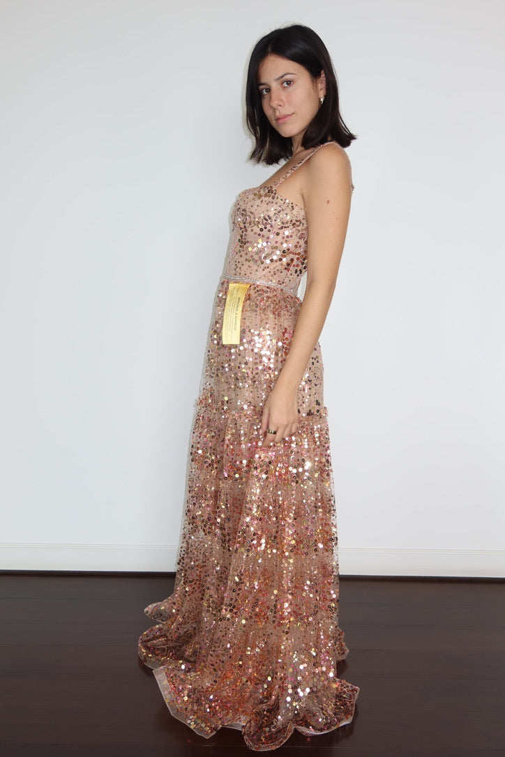 Bronx & Blanco Sparkly Champagne Gown