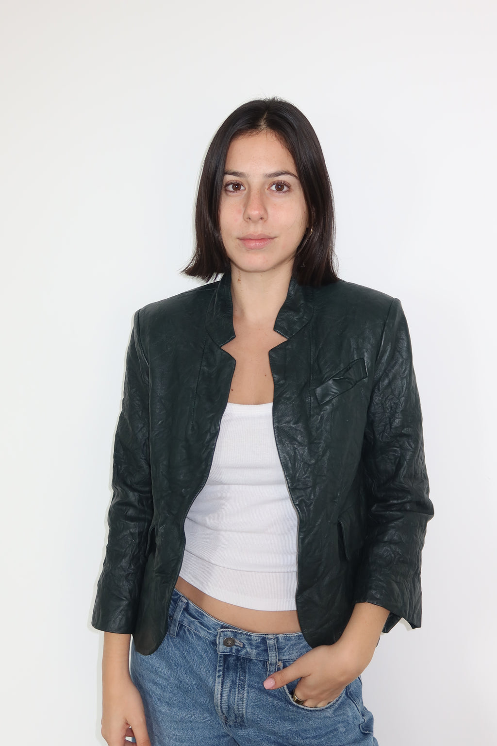 Zadig & Voltaire Casaca de Cuero Verde
