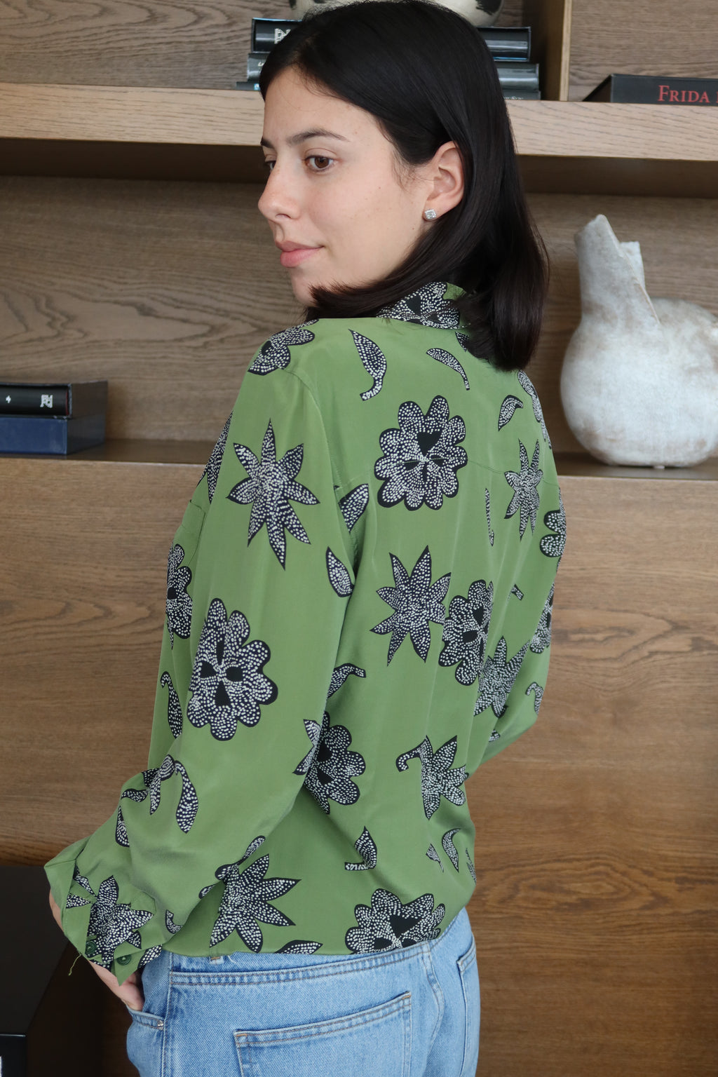 Equipment Green Floral-Print Blouse