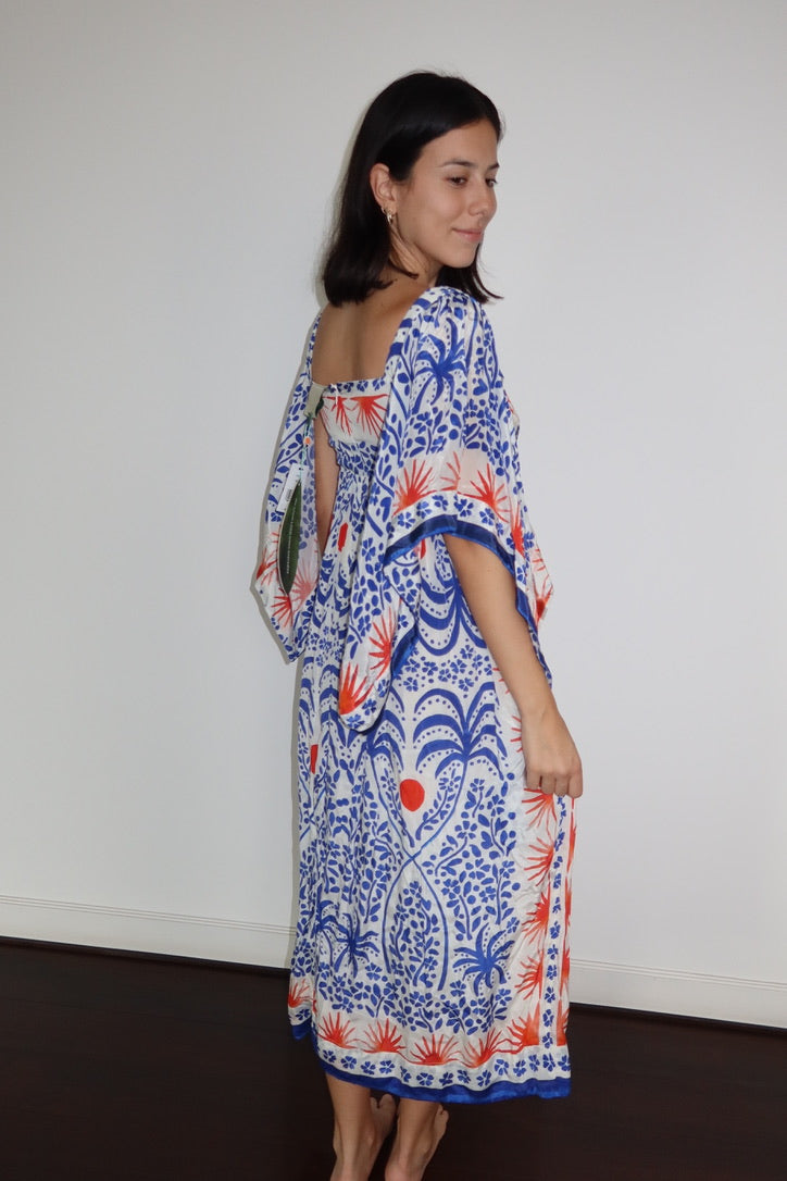 Vestido Boho Azul y Blanco FARM Rio