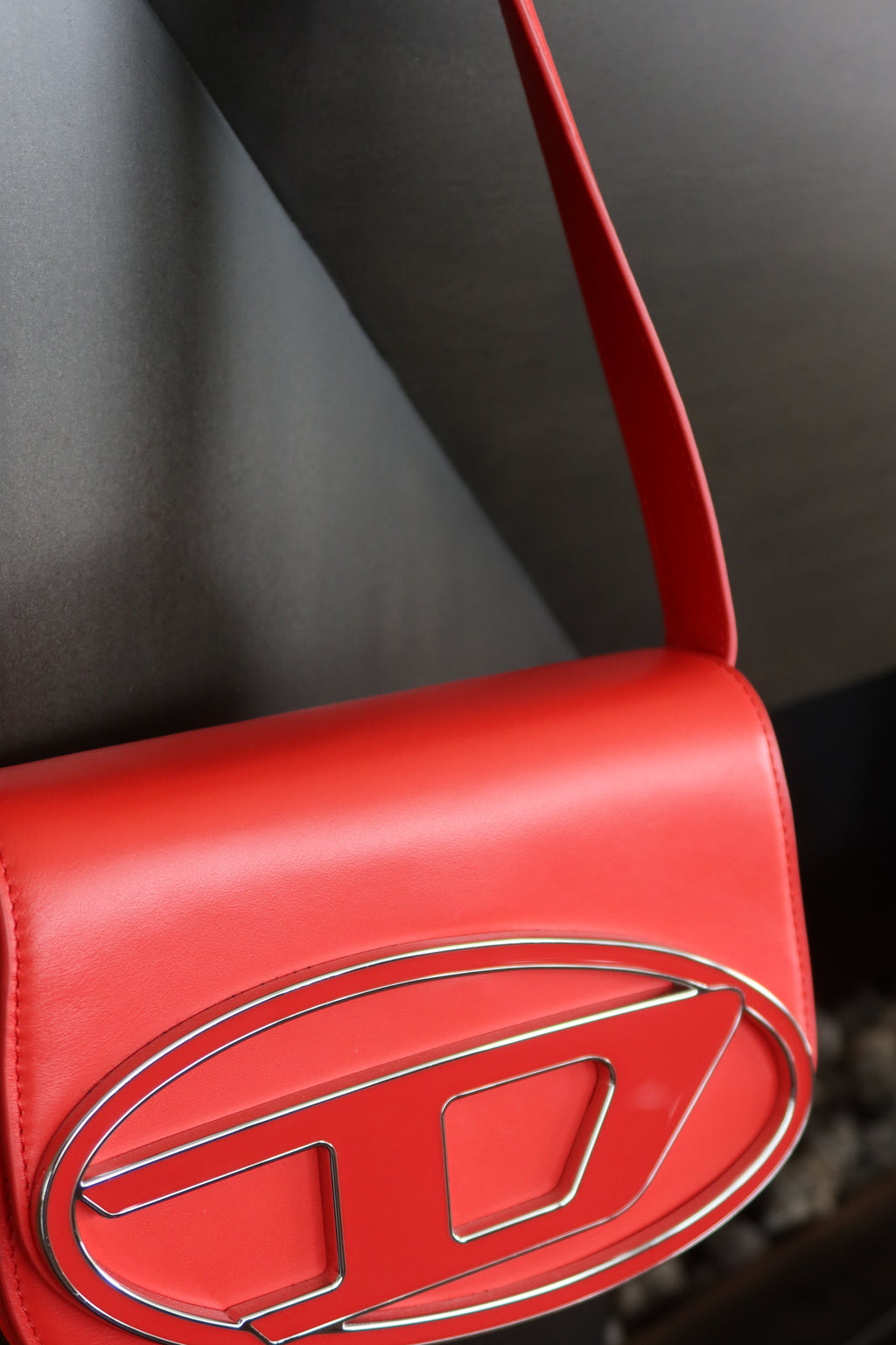 Diesel Red Leather Shoulder Bag