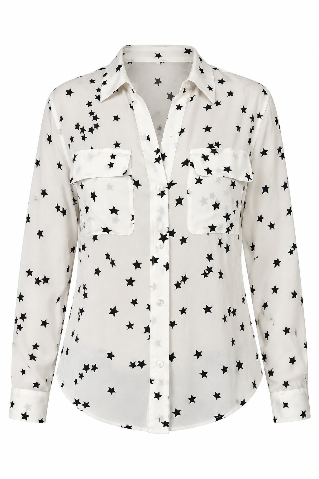 Camisa de Seda Blanca con Estampado de Estrellas Equipment