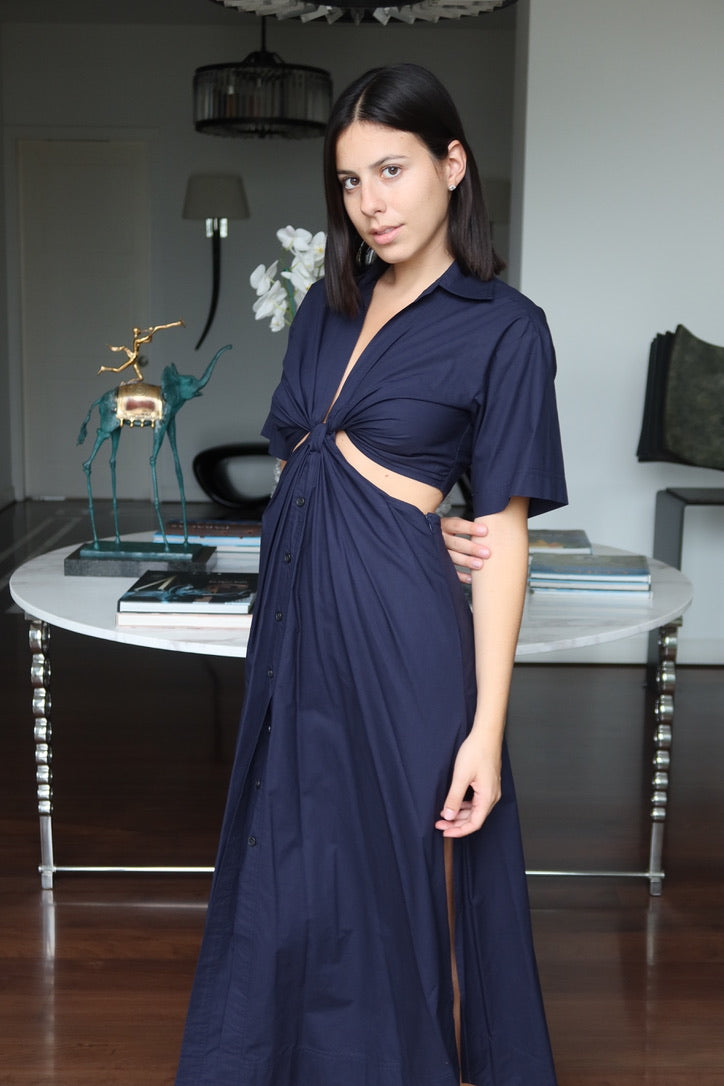 Vestido Camisero Azul Marino con Cut-Out A.L.C