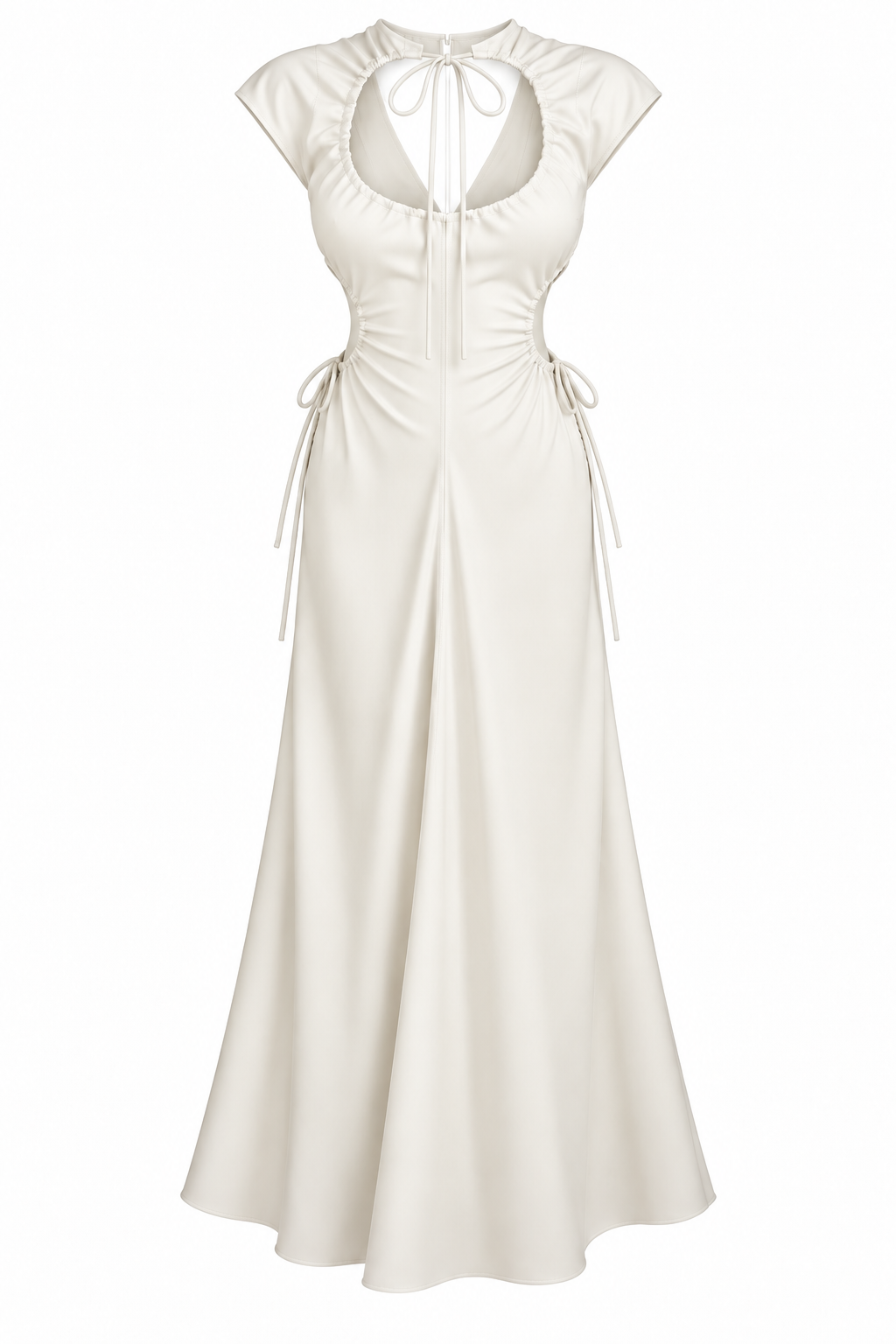 A.L.C. Ivory Cutout Tie-Detail Midi Dress