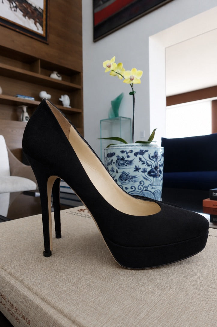 Zapatos de Tacón Negros de Gamuza con Plataforma de Jimmy Choo