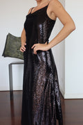 Vestido Largo Negro de Lentejuelas AllSaints