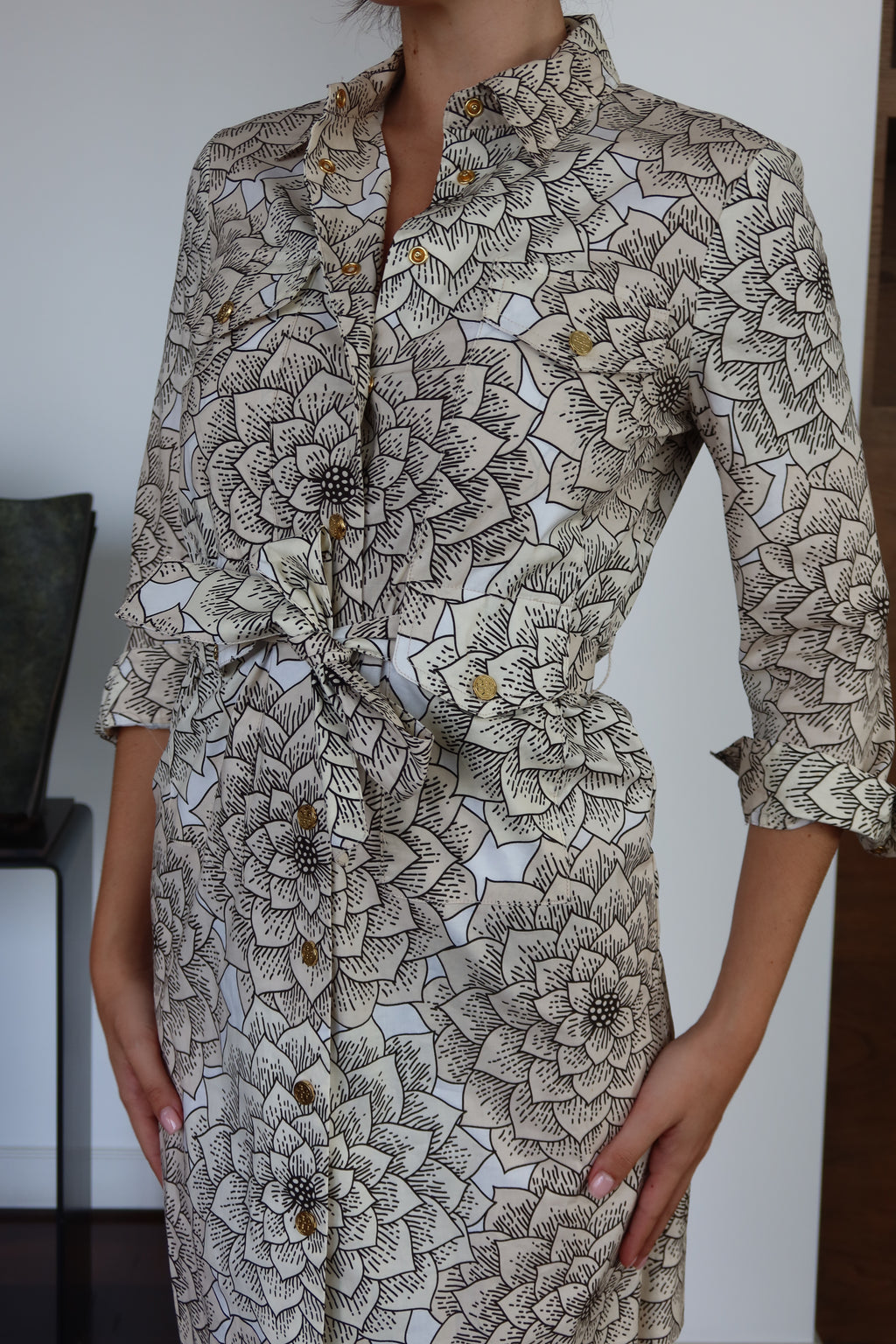 Tory Burch Floral Print Belted Shirt Dress