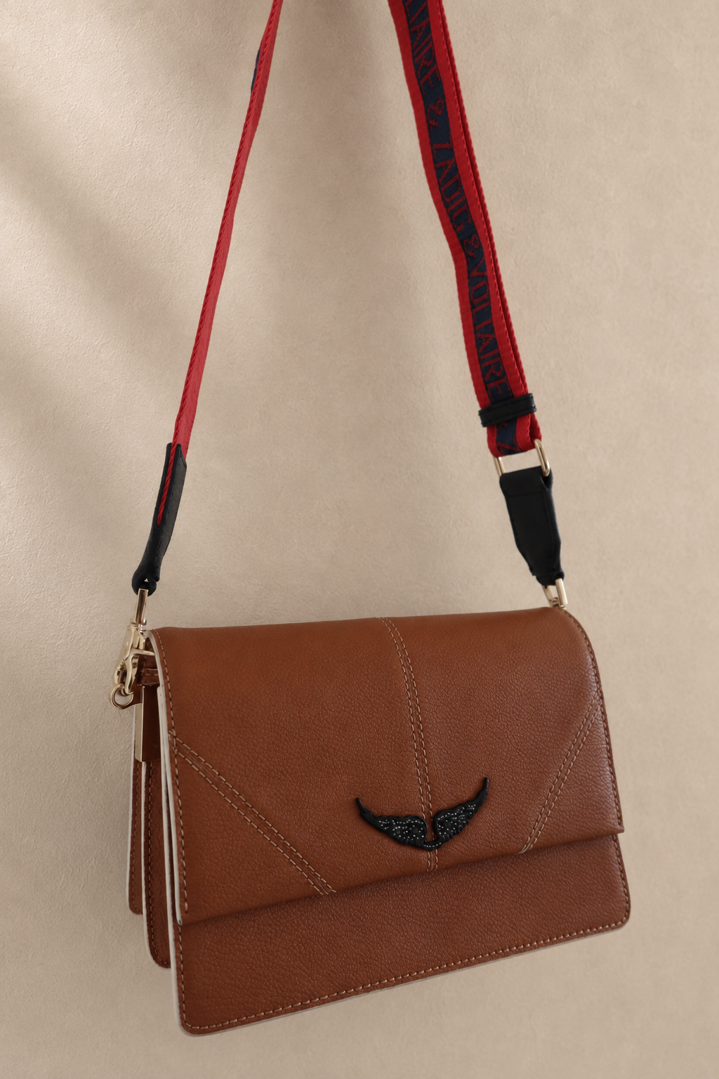 Zadig & Voltaire Cartera de Hombro de Cuero Camel