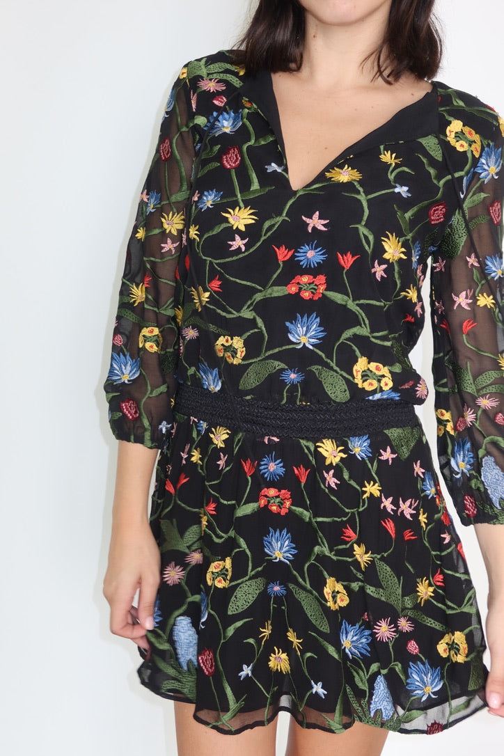 Alice + Olivia Floral Embroidered Dress