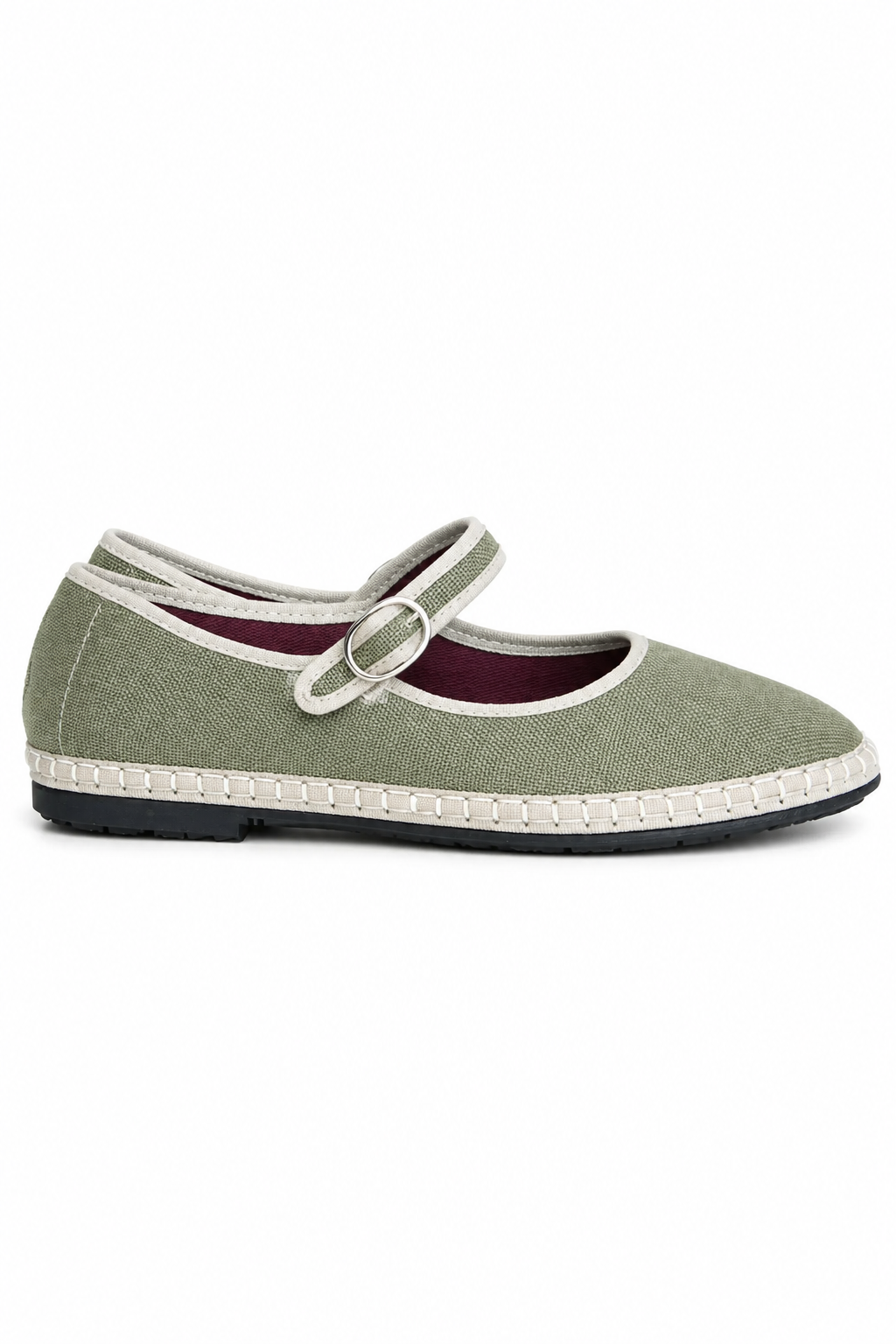 Flabelus Linen Mary Jane Ballet Flats