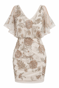 Aidan Mattox Ivory Sequin Embellished Mini Dress