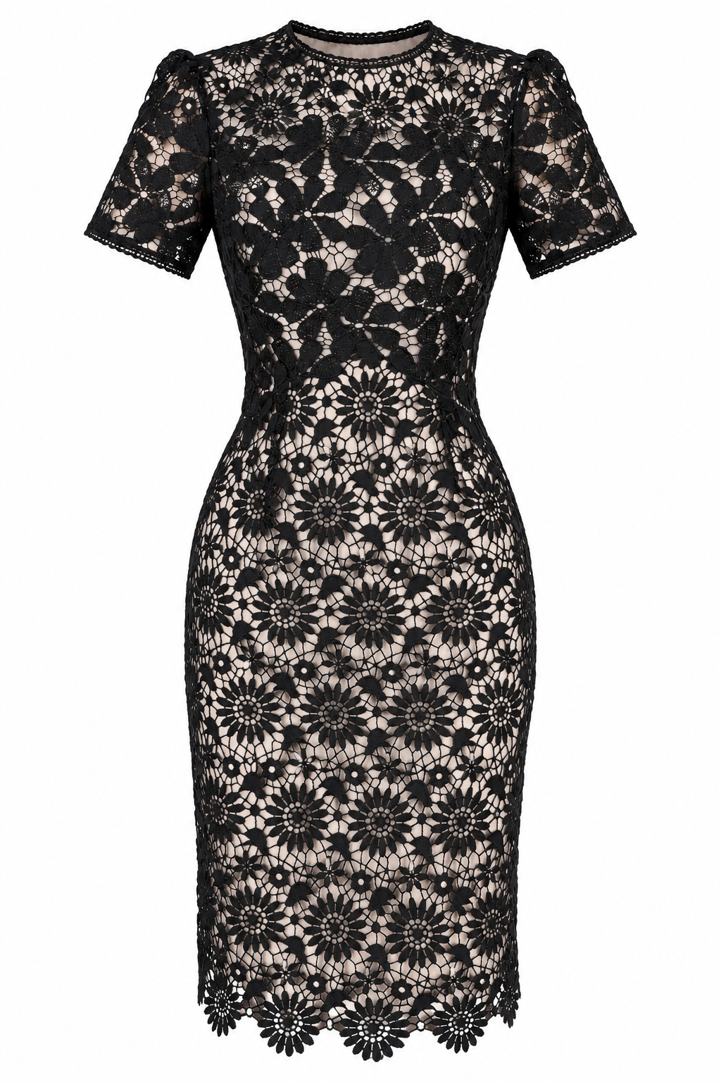 Vestido Karen Millen Negro y Blanco de Encaje Floral