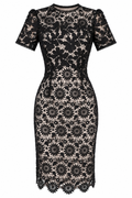 Vestido Karen Millen Negro y Blanco de Encaje Floral