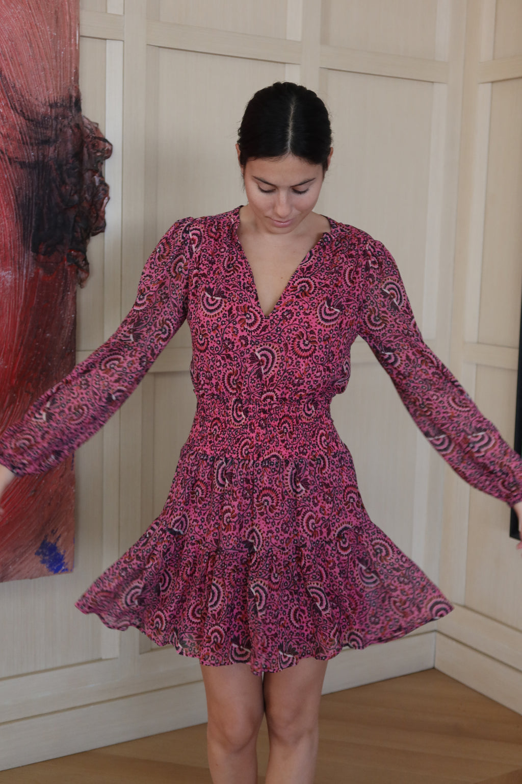 A.L.C. Vestido Mini Rosa Estampado