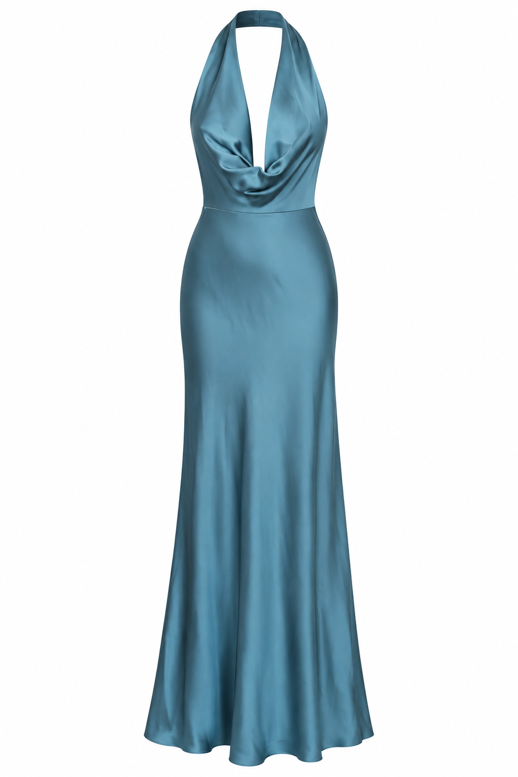 L'Essentiel Dusty Blue Halter Maxi Dress