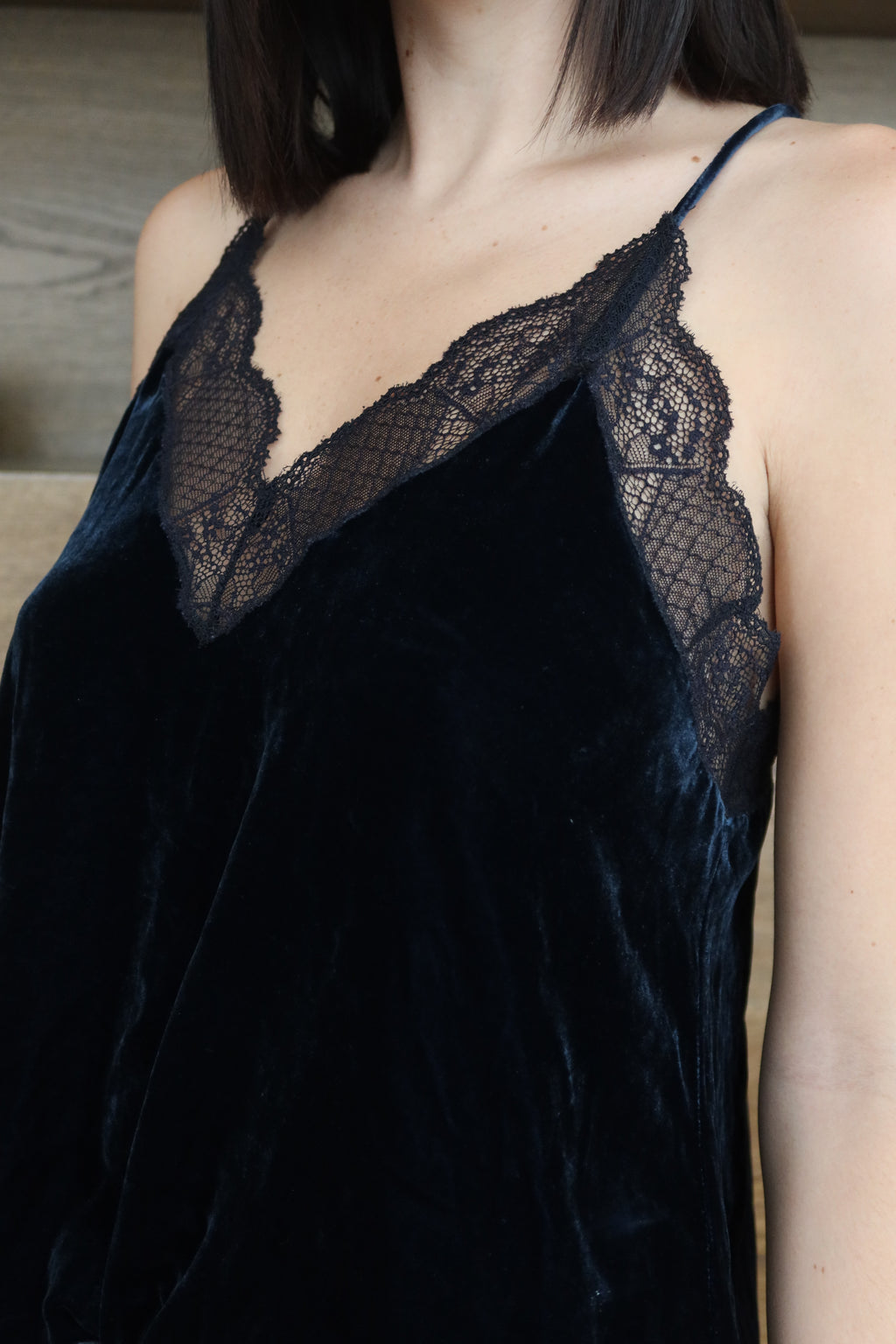 Zadig & Voltaire Velvet Lace-Trim Camisole